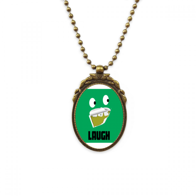 Malos dientes de residuos verdes de risa Collar Retro Elíptico Colgante Achinado Unbranded M