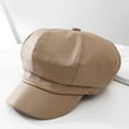thumbnail image 2 of PMVFHDE Womens Beret Leather Solid Color Versatile Painter Hat Spring Hat For Daily Fashion Beige, 2 of 3