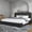 Black, variant on 4 Ever Winner Full Size Bed Frame, Modern White Bed Frame with Headboard, Boucle Fabric Upholstered Bed Frame, Soft Curved Headboard, Pink