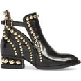thumbnail image 2 of Jeffrey Campbell Rylance Black Box Gold Embellished Cut Out Buckle Ankle Booties (Black, 8.5), 2 of 5