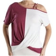 thumbnail image 2 of YHAJDS Women's Oversized T-shirts Off Shoulder Color Short Sleeve Plus Size Casual Top, 2 of 3