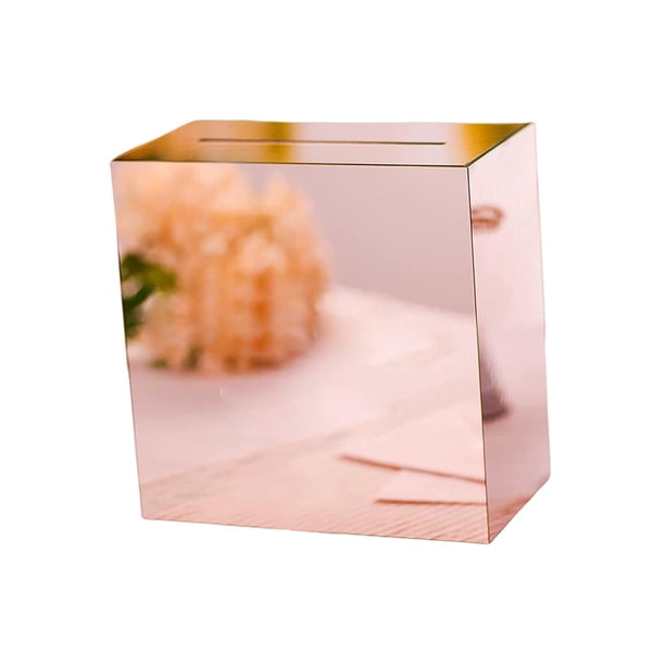 Caja de acrílico para tarjetas de boda, caja para tarjetas de boda con ranura, caja decorativa, sobre, tarjeta Rosa