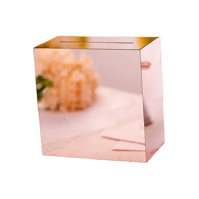 Caja de acrílico para tarjetas de boda, caja para tarjetas de boda con ranura, caja decorativa, sobre, tarjeta Rosa