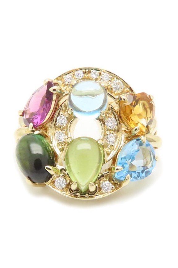 Pre-Owned BVLGARI Astrale Cerchi Multi-Stone 18K White Gold Women's Ring 295094