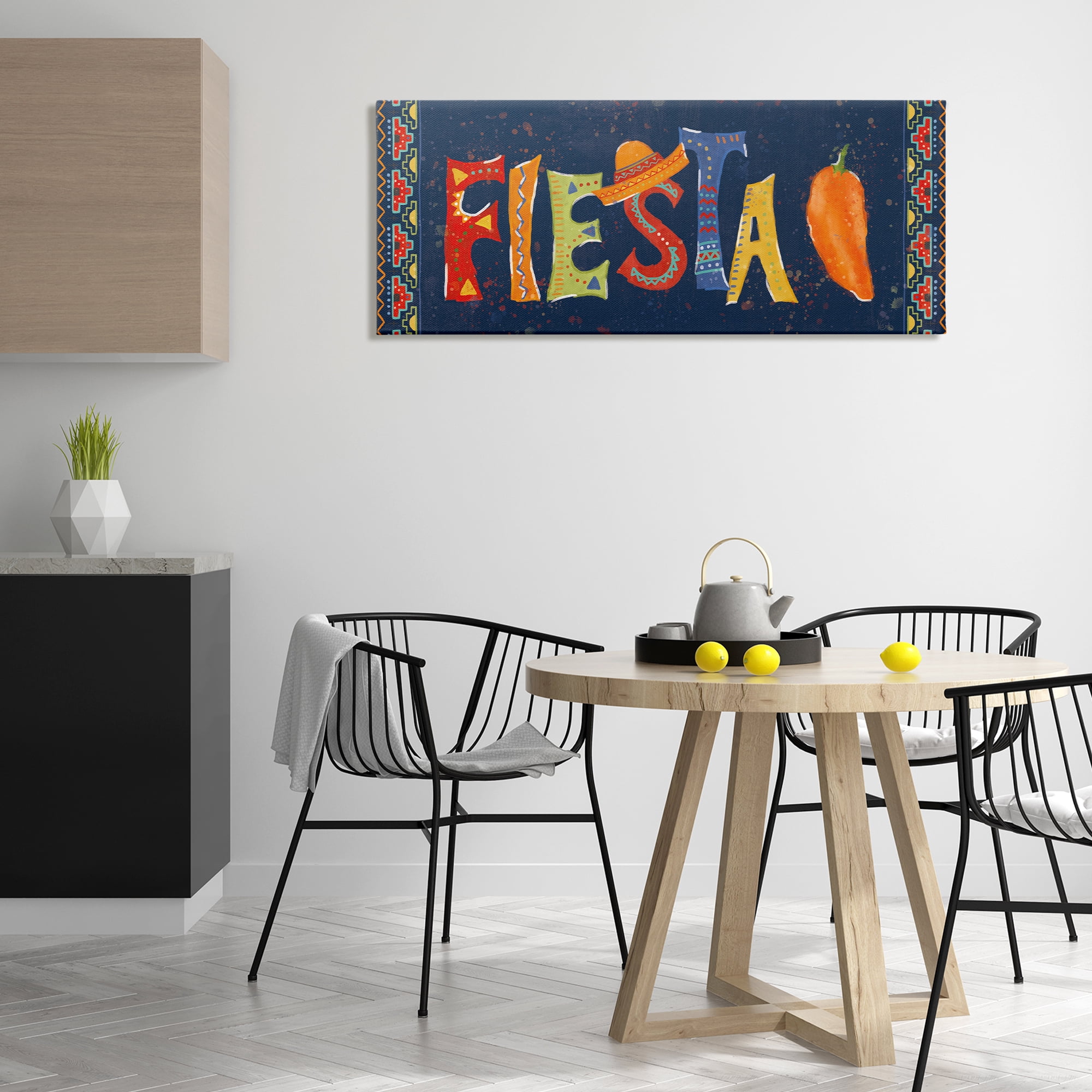 Stupell Industries Fiesta con Pimiento Colorido Food & Beverage Painting Wrapped Canvas Art Print Wall Art, 48 x 20