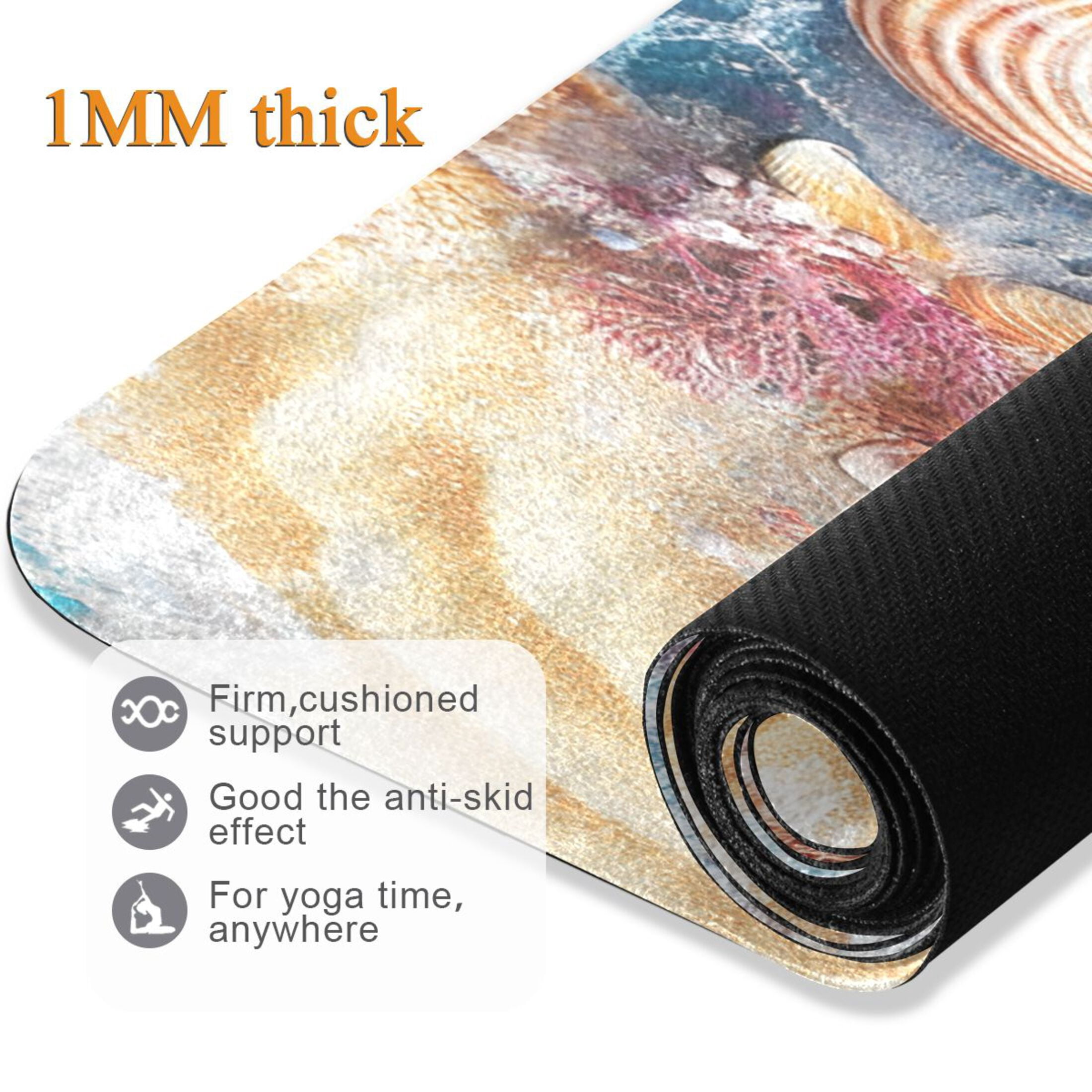 BZSMCE Yoga Mat Women Seashells Beach Art Fitness Mat