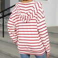 thumbnail image 4 of Spring Tops for Women!DianGeFu Womens Hoodies Pullover Plus Size,Women's Casual Loose Drawstring Hooded Striped Long Sleeve Sweatshirt Top,Red,XL, 4 of 5