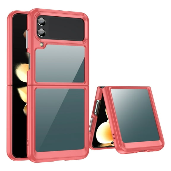 SaniMore for Samsung Galaxy Z Flip 3 Lightweight Transparent Case, Rugged Clear PC Back & TPU Bumper [Not Yellowing Technology] Heavy Duty Full Body Protective Case for Samsung Z Flip 3, Red