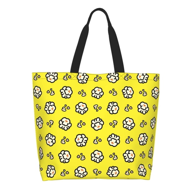 Balery White Popcorn Bolsa Tote Estilo Estético con Cremalleras, Bolsa de Hombro, Bolsa de Compras Grande y Plegable
