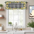 thumbnail image 2 of Lemon Kitchen Curtain Valances for Windows Farmhouse Short Curtains, Black Plaid Check Yellow Fruit Flower Floral Rod Pocket Valance Curtain for Bedroom Cafe Living Room, 2 of 8
