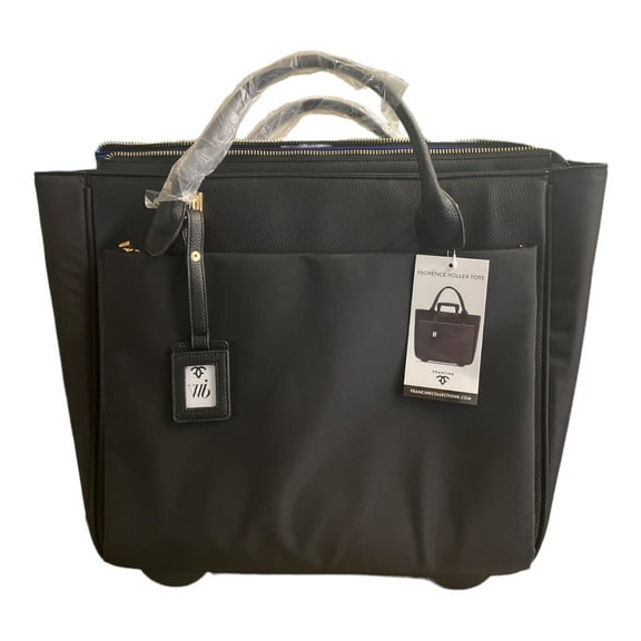 Women's Rolling Laptop Tote Bag | Top Handle | Fits Up to 17.3" inch Laptop Wheeled Briefcase for Business Travel (Black)