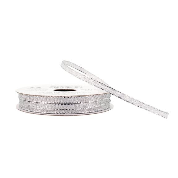 1/8" x 5yd. Silver Metallic Sheer Wired Ribbon by Celebrate It – Wired with Woven Selvedge - Ideal for Gift Wrapping - Baskets & Crafts - 24 Pack