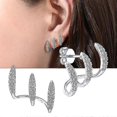 thumbnail image 3 of Pendientes curvos de tres capas Yashi para mujer y niña, 3 of 4