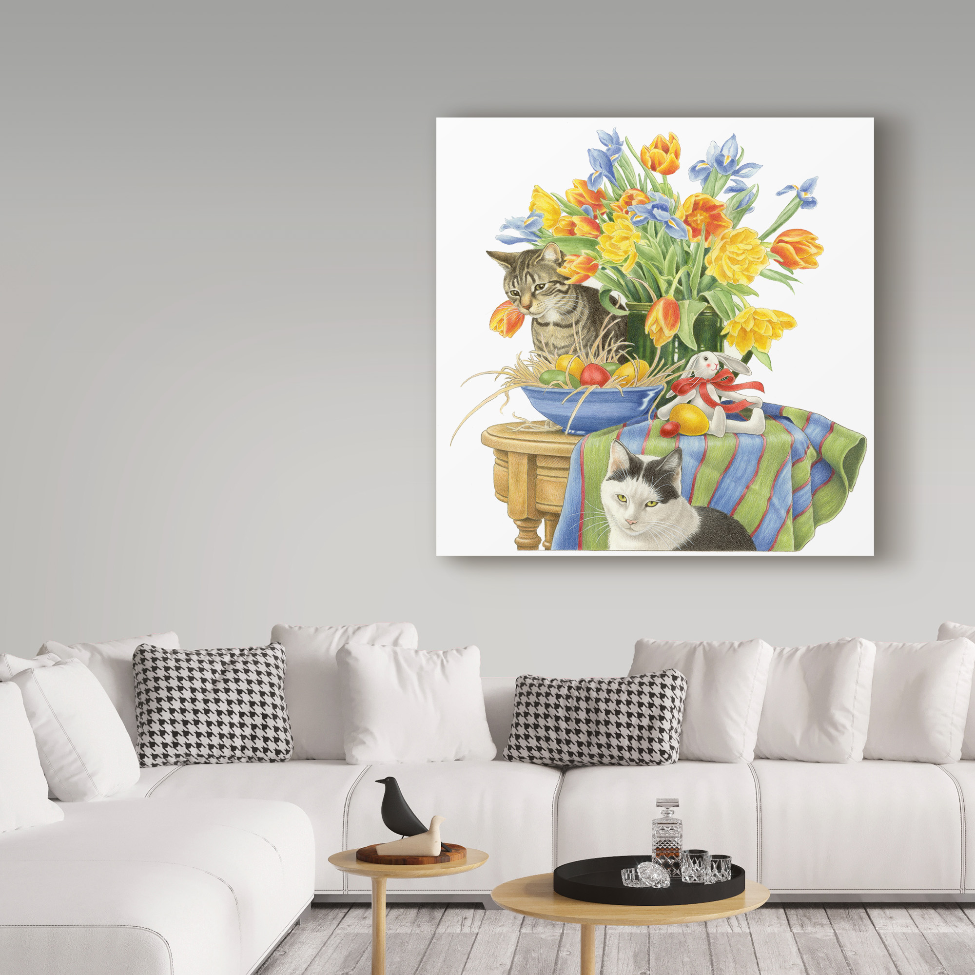 Trademark Fine Art 'Cats In The Flowers' Canvas Art by Francien Van Westering