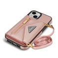thumbnail image 3 of K-Lion for iPhone 14 Plus Leather Wallet Case, Zipper Pocket Card Slots Kickstand Function Adjustable Crossbody Shoulder Strap Shockproof Purse Phone Case for iPhone 14 Plus,Pink, 3 of 7