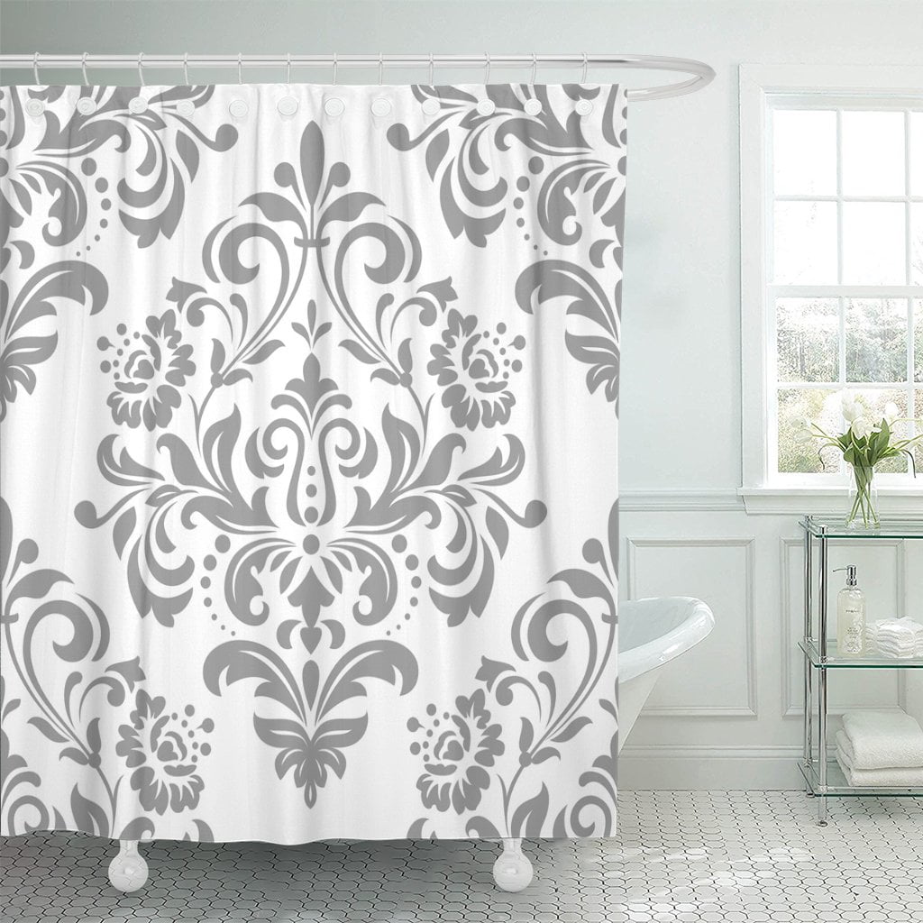 Details about   Grey Shower Curtain Bridal Flourish Motifs Print for Bathroom 