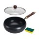 thumbnail image 4 of Wok de hierro de 9,45 pulgadas con tapa para cocina de inducción, sartén para saltear, fondo plano, ideal como regalo de inauguración de la casa,, 4 of 9