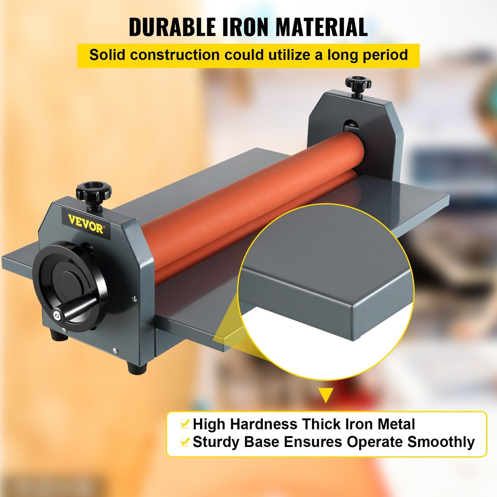 25" Max Width Manual Laminating Machine - Cold Roll, 1.18" Thick, Foldable, for Vinyl, Photos & Commercial Film Mounting