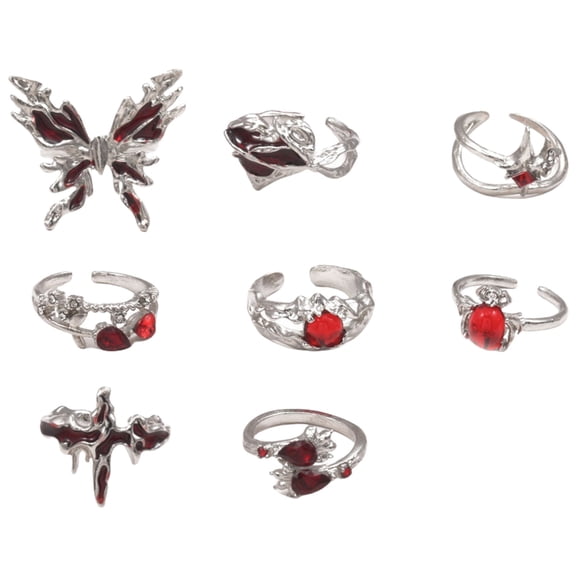 Jesscasday Butterfly Heart Crosses Rings Set Special Gifts for Fashionable Women Ladies