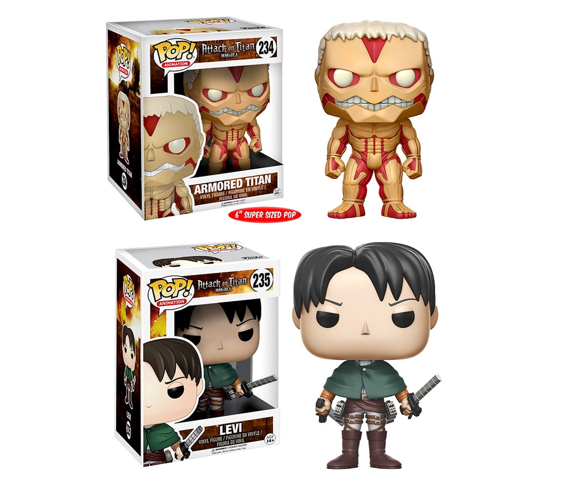 Mozlly Value Pack - Funko Animation Attack on Titan Levi Pop! AND Armored Titan 6 inch Pop