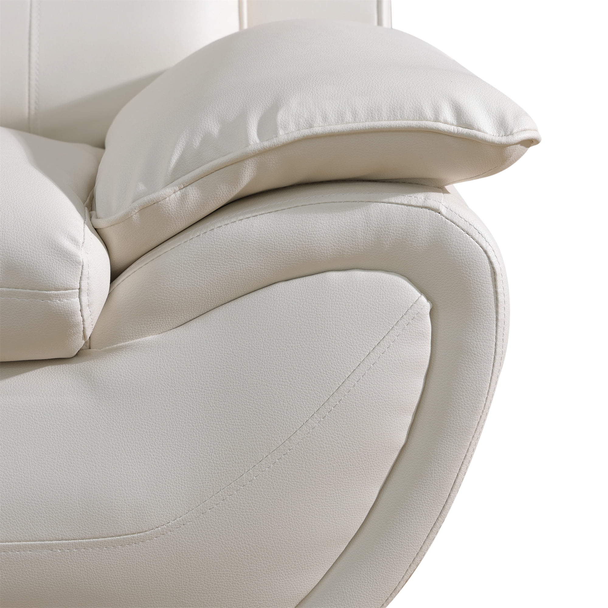 Aukfa 3 Piece Sofa Set - 61" Wide Upholstered Loveseat Couch for Living Room Bedroom, Leather, White