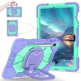 thumbnail image 2 of ELEHOLD Heavy Duty Case for Samsung Galaxy Tab S10FE/S9FE/S9, 11/10.9 inch 3-Layer Rugged 360 Rotating Kickstand Handle Grip Detachable Shoulder Strap Kids Friendly Shockproof Case, Purple+Mint, 2 of 9