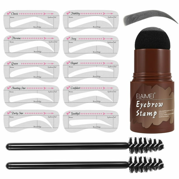 ELAIMEI Eyebrow Stamp Stencil Kit Gray Eeybrow Print One Step Natural