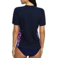 thumbnail image 5 of Women's Color Blocked Rash Guard Short Sleeve Swimsuit Tops UPF 50+ Swim Shirt, 5 of 5