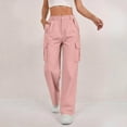 thumbnail image 4 of Moxiu Womens Cargo Pants Hiking Casual Quick Dry High Waistd Pants with 4 Pockets Streetwear Fall Stretch Solid Track Pant Pink,L, 4 of 9