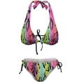 thumbnail image 5 of SKQIT Women's Two Piece Bathing Suits Snakeskin Print Halter Triangle Top Tie Side Bottom Bikini Swimsuits, 5 of 7