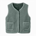 thumbnail image 2 of Towmus Toddler Vest for Girls Boy, Sleeveless Reversible Sherpa Fleece Vest Fall Winter Button Down Waistcoat Outerwear with Pocket, Green, 18-24 Months, 2 of 4