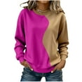 thumbnail image 2 of Inverlee Womens Trendy Cuff Long Sleeve Sweatshirts Color Block Round Neck Hoodie Casual Loose Fit Tops, 2 of 5