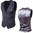 thumbnail image 2 of hopeusnice Men's V-Neck Suit Vest Slim Fit Business Formal Dress Waistcoat Solid Color Vest with Pocket Dark Gray XXL, 2 of 8