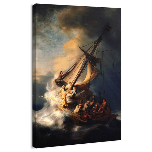 Canvas Print Wall Art - Christ in The Storm on The Sea of Galilee by Rembrandt - 24x36 inches