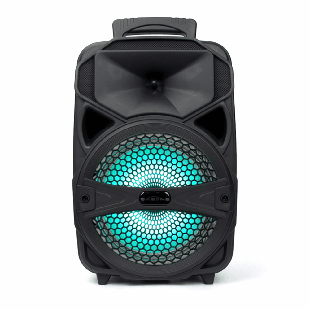 Dazone Bluetooth Speaker, Portable Wireless LED Speaker 8" with FM Radio/USB/SD Slot/Karaoke(with Mic, Remote Control)