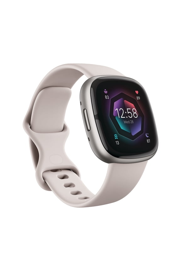 Restored Fitbit FB521SRWT-US Sense 2 Advanced Health and Fitness Smartwatch - Lunar White/Platinum Aluminum (Refurbished)