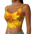 thumbnail image 2 of Goofa 3D Sunflowers Printed Sports Bras for Women, High Impact Running Bra Workout Crop Tank Tops Longline Sports Bra Push up-XX-Large, 2 of 9