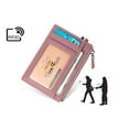 thumbnail image 7 of Genuine Leather Slim Minimalist Wallet with Zipper, Saffiano Leather Credit Card Holder Front Pokcet ID Badge Case Holder RFID Blocking - Card Holder ONLY, 7 of 7