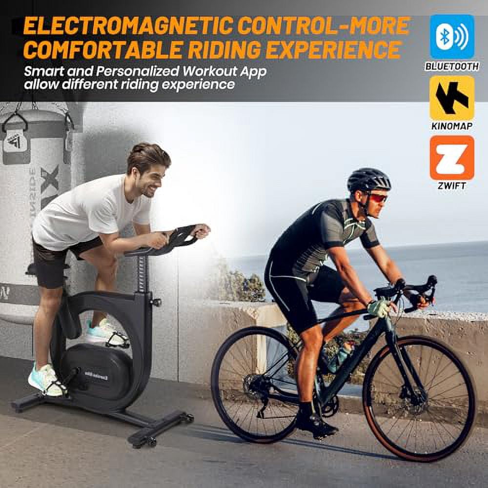 Electromagnetic Control Stationary Bikes for Home Cardio,Indoor Cycling Bike with Shuttle Smart Knob,Magnetic /Brake Pad, Low Noise with App