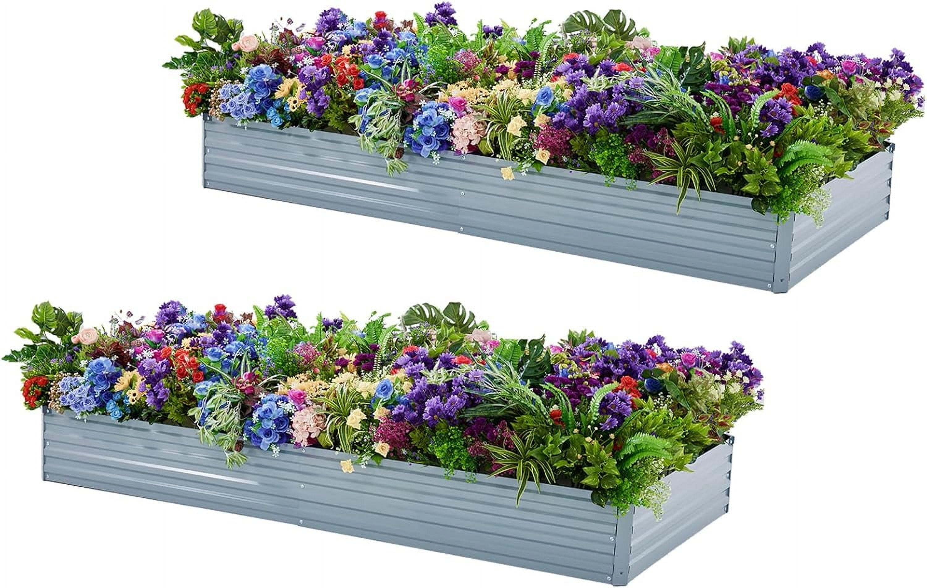 2 Pack 6x3x1FT Galvanized Raised Garden Beds Kit Outdoor Metal Gardening Planter Box for Vegetable Elevated Flower Herbs,Black