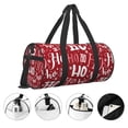 thumbnail image 5 of Xecao Ho Pattern Funny Christmas print Round Travel Duffel Bag is a foldable gym bag with an inner pocket, perfect for travel sports, 5 of 8