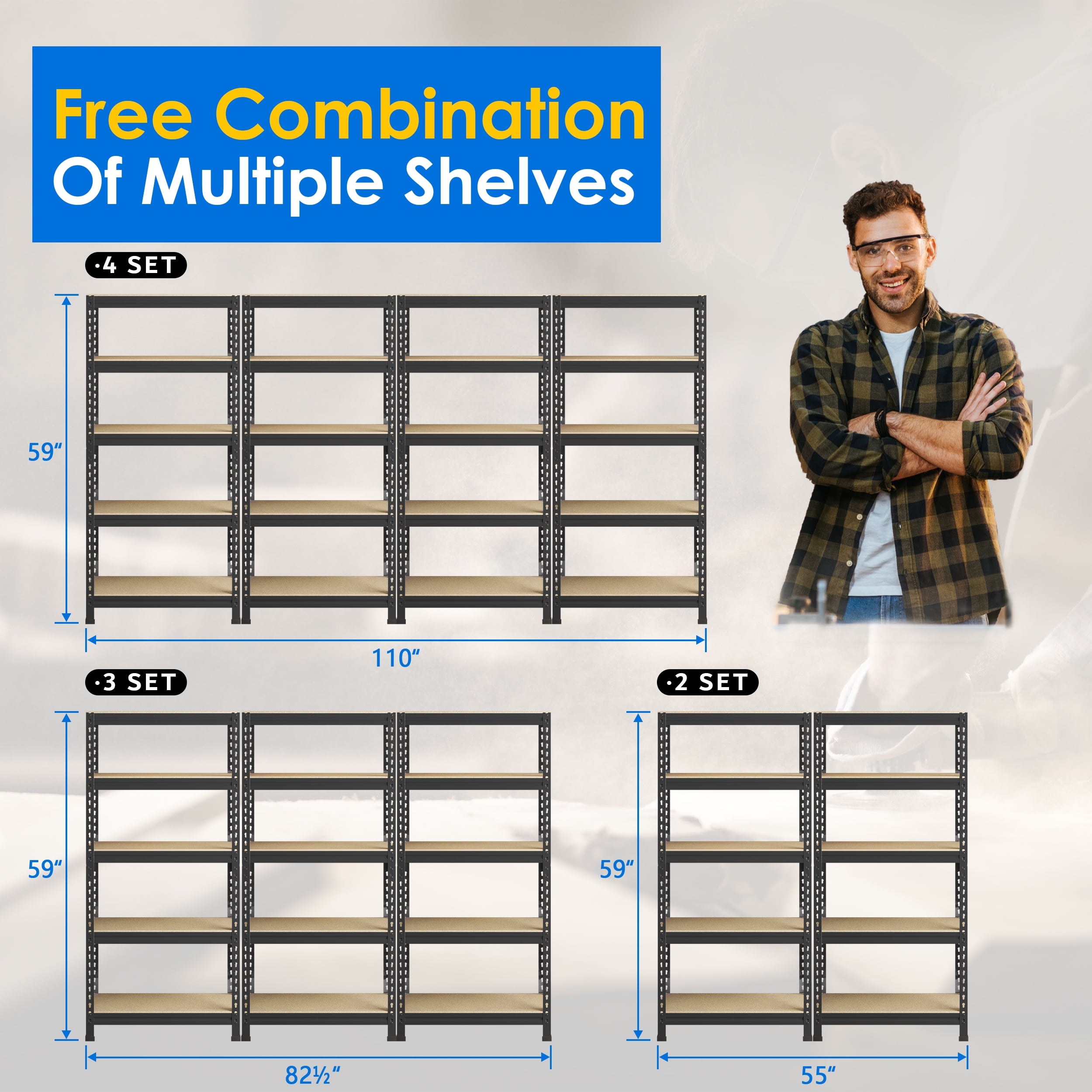 TrumanPick Storage Shelves Metal 5 Tier Adjustable Heavy Duty Shelves for Garage, 28" x 12" x 59", Black