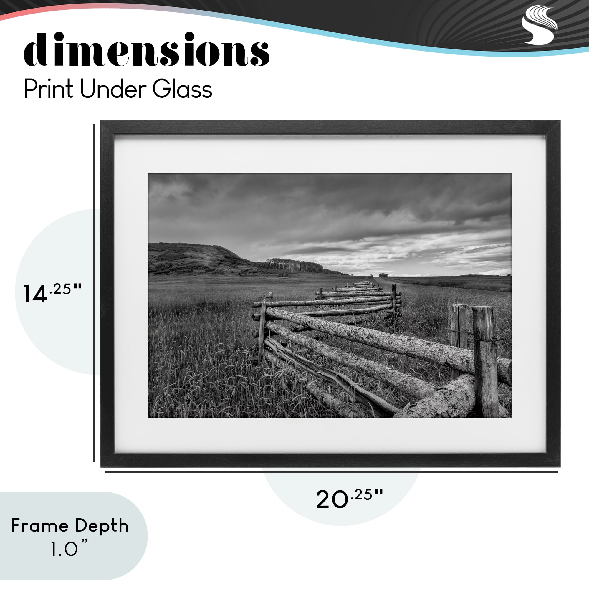 Stupell Industries Weathered Fence to Distant Horizon Black Framed Print Under Glass, design by Jon Evan