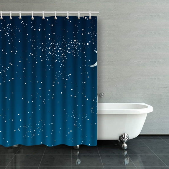 ARTJIA Vector Background Starry Night Sky Stars Sky Night Shower Curtain Bathroom Curtain 48x72 inches