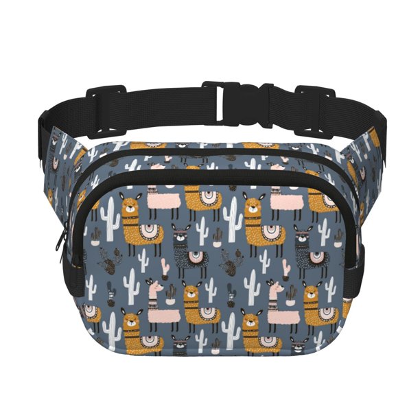 Balery Llama and Cactus Mochila Cinturón para Mujeres y Hombres, Bolsa de Cintura Impermeable de Doble Capa con Correa