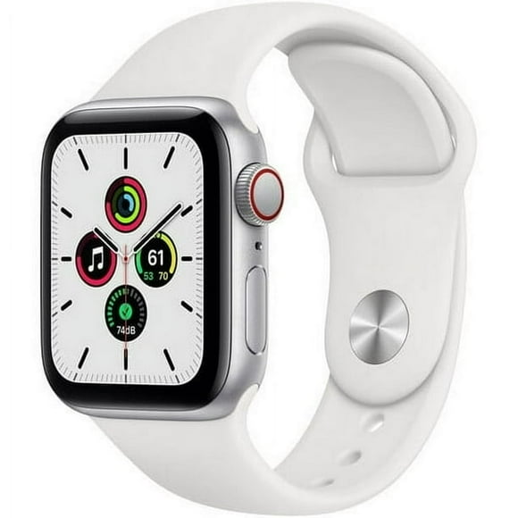 Apple Watch Series SE (GPS + Cellular, 40mm) Silver Aluminum Case with White Band - Excellent (Certified Refurbished)