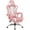 Pink/White, variant on Yaheetech Reclining Gaming Chair with Folding Footrest and Massage Lumbar Pillow, Black/Red