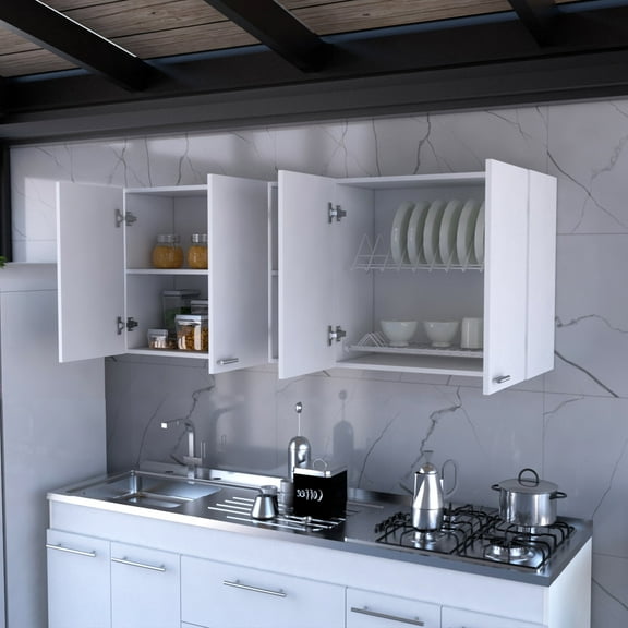 Newboti Furniture Menlo 59-inch Four Swing Doors Wall Cabinet White 26178