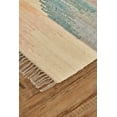 thumbnail image 3 of HomeRoots 511997 10 x 14 ft. Tan Blue & Orange Geometric Dhurrie Flatweave Handmade Rectangle Area Rug with Fringe, 3 of 4
