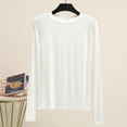 thumbnail image 4 of LNGOOR Modal Solid Basic Tshirt O Neck Long Sleeves Women Autumn Bottoming Tee Tops All match Tee Shirt Plus size undershirt, 4 of 7